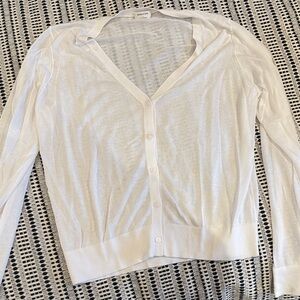 Aritzia White Button-Up Cardigan